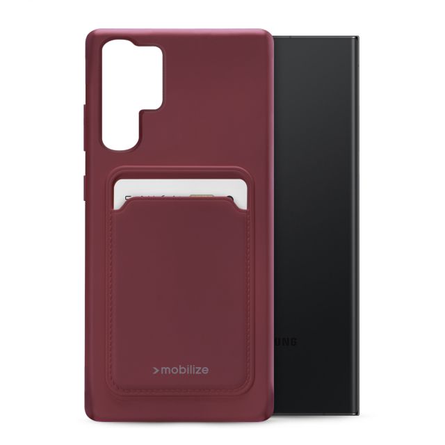 Mobilize Rubber Gelly Card Case Samsung Galaxy S23 Ultra Hülle Matt Bordeaux